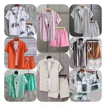 New Trend Plus Size Two Pieces Men's Summer Digital Alphabetic Fashion Print Suit Casual Beach Pants Men's T-shirt Men's Sets
