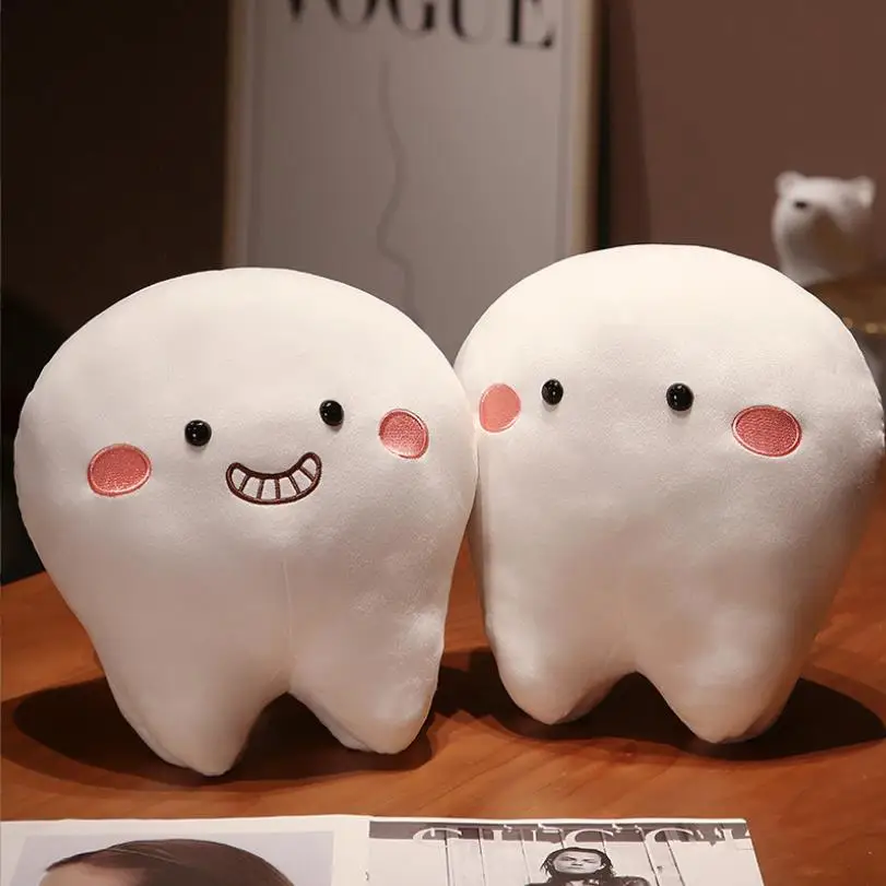 Cute White Tooth Pillow Soft Tooth Plush Stuffed Toy Baby Teeth Cushion  Doll Plushie