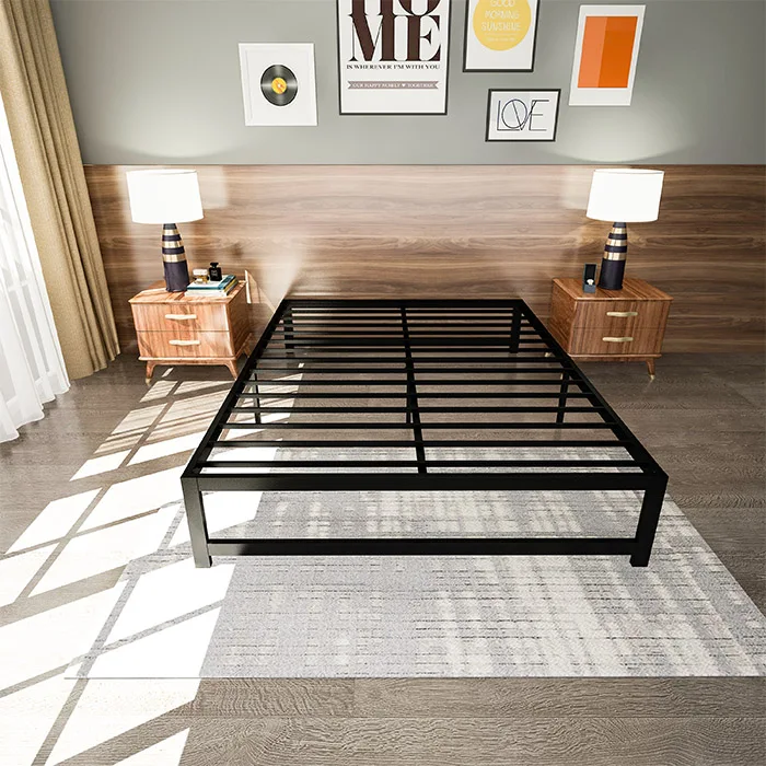 High Quality Cheap Assembly Black Basic Cast Iron Single Metal Foundation Bed