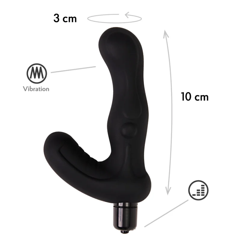 Amoura Anal Vibrator Plug with 10 vibration modes, black silicone design