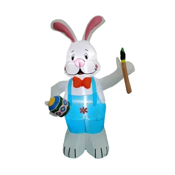 Crazy Latest Party Outdoors Decoration 4FT Inflatable Bunny Holding Crayons Colored Eggs Easter Bunny With Internal Lights
