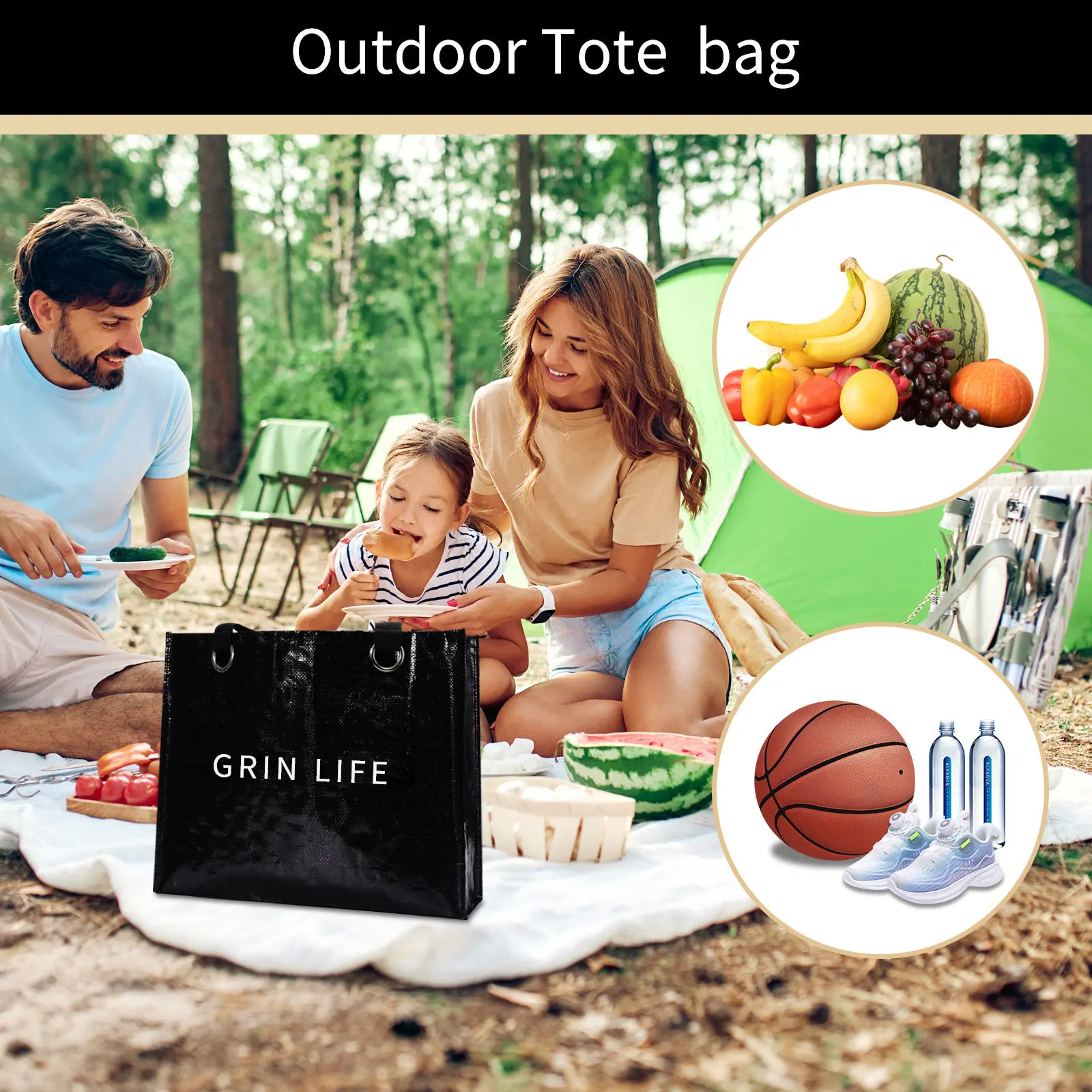 Custom eco-friendly tote bag with pp woven plastic handle reusable fashionable promotion shopping pouch for gifts