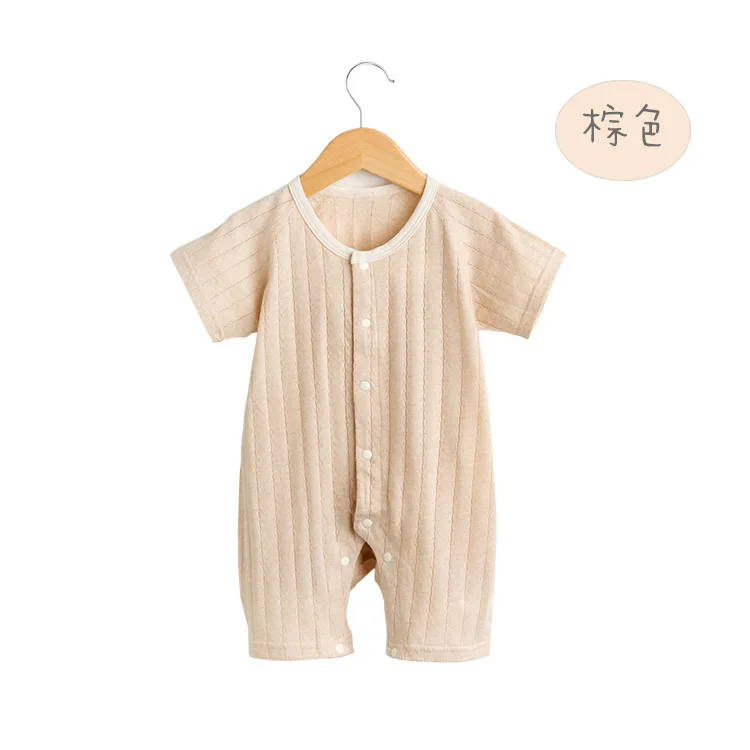 Бесплатный образец австралийские американские комбинезоны для новорожденных Детские льняные с коротким рукавом простые детские Комбинезоны на бретелях