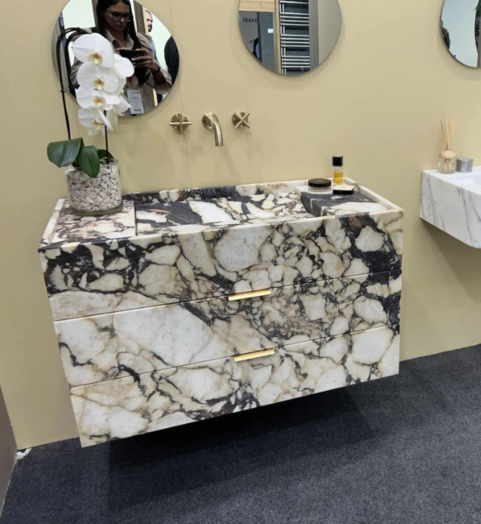 Customized Calacatta Viola Marble Bathroom Vanity Sink Marmol Bathroom ...