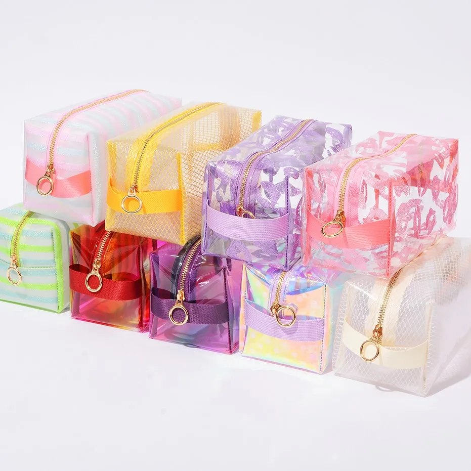 New Style Lady Multicolor Clear Holographic Makeup Bag Pouch Pvc