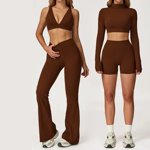 Sexy Open Beauty Back Good Material Fitness Apparel Oem Gymwear Nylon and Spandex Gym Clothes Customizable Workout Clothes