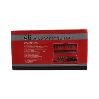 46pcs 1/4" Ratchet Wrench Socket Car Repair Tool Set Combination Package Home Appliance Vehicle Motorcycle Repair Accessory