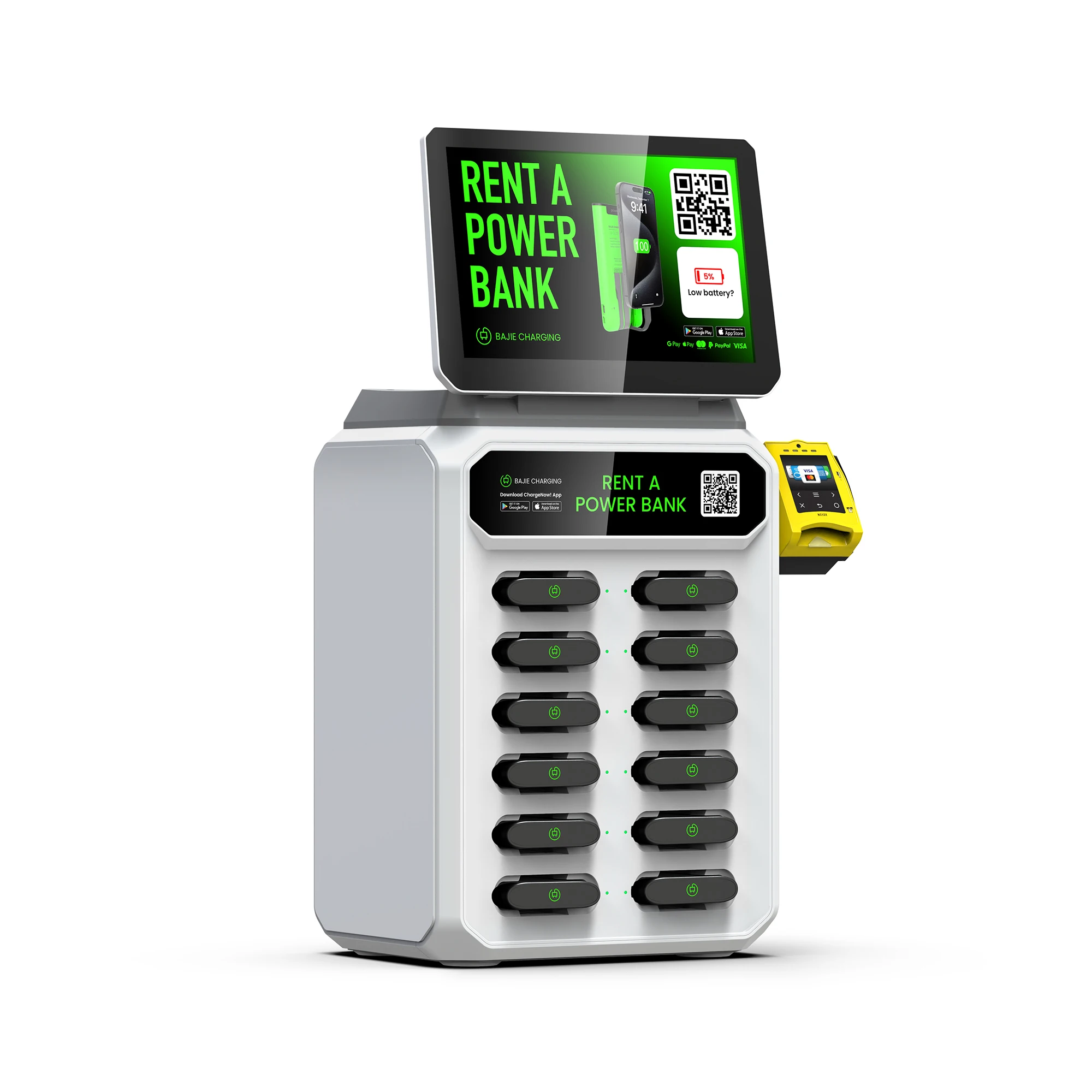POS Terminal Card Reader Power Bank Rental Charging Station for Cafe or Restaurant