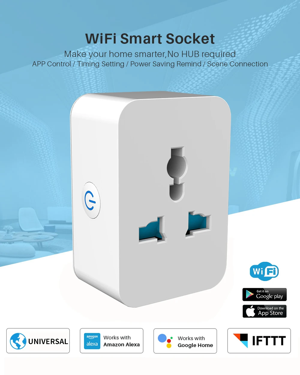 Smart Wifi 15A Wall Plug