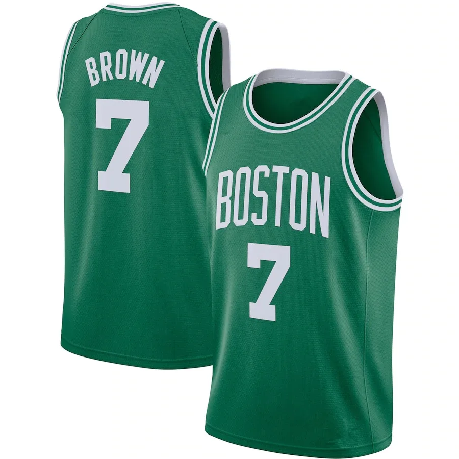 NBA_ Men The Finals Patch Basketball Jayson Tatum Jersey 0 Jaylen Brown 7  Black Green White Team Color Breathable Pure Cotton F''nba''jerseys 