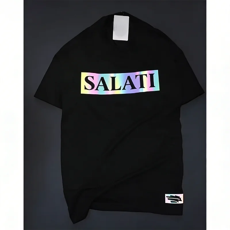 Salati Wholesale Luminous Print T-shirt Custom logo Tshirt Reflective T-shirt Oversized High Street t Shirt With Pattern gallery 6
