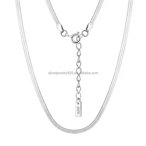 Wholesale Trendy S925 Sterling Silver 3mm/5mm Flat Herringbone Snake Chains Necklace 18K Gold Plated Non-Tarnishing for Gifts