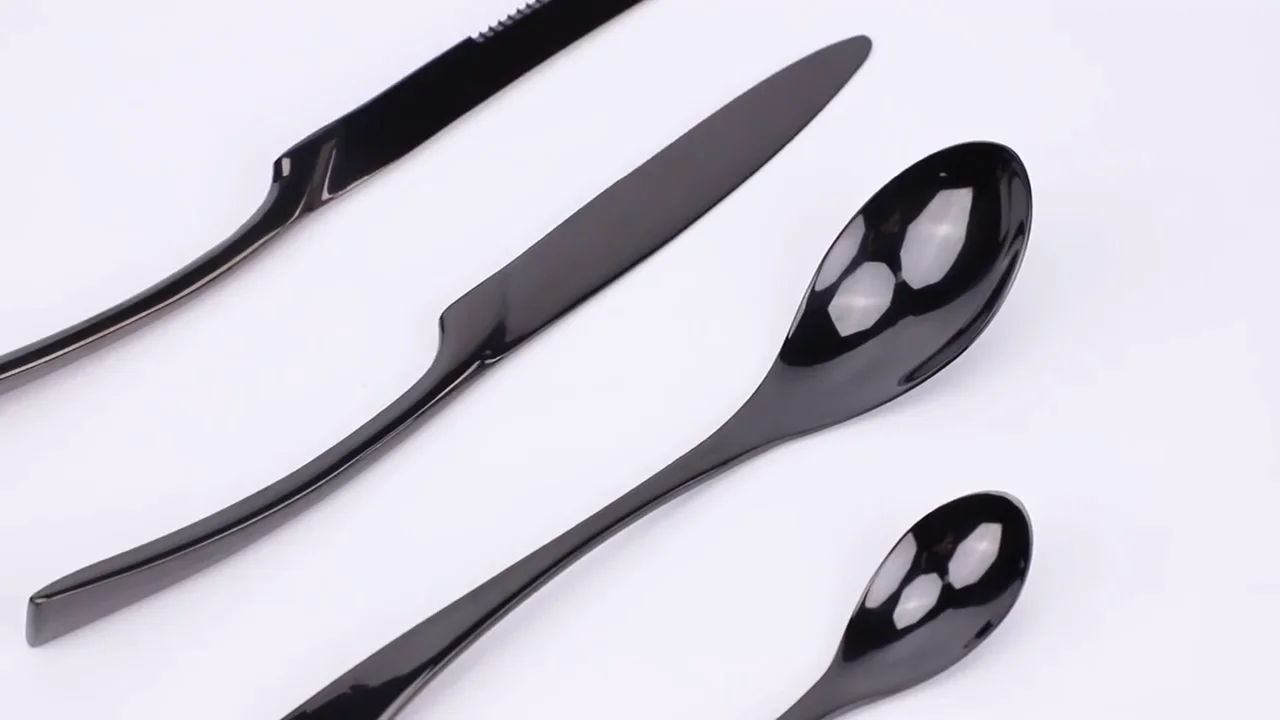 B398 Kaya Luxury Flatware Knife Fork Spoon Banquet Event Silver Mirror