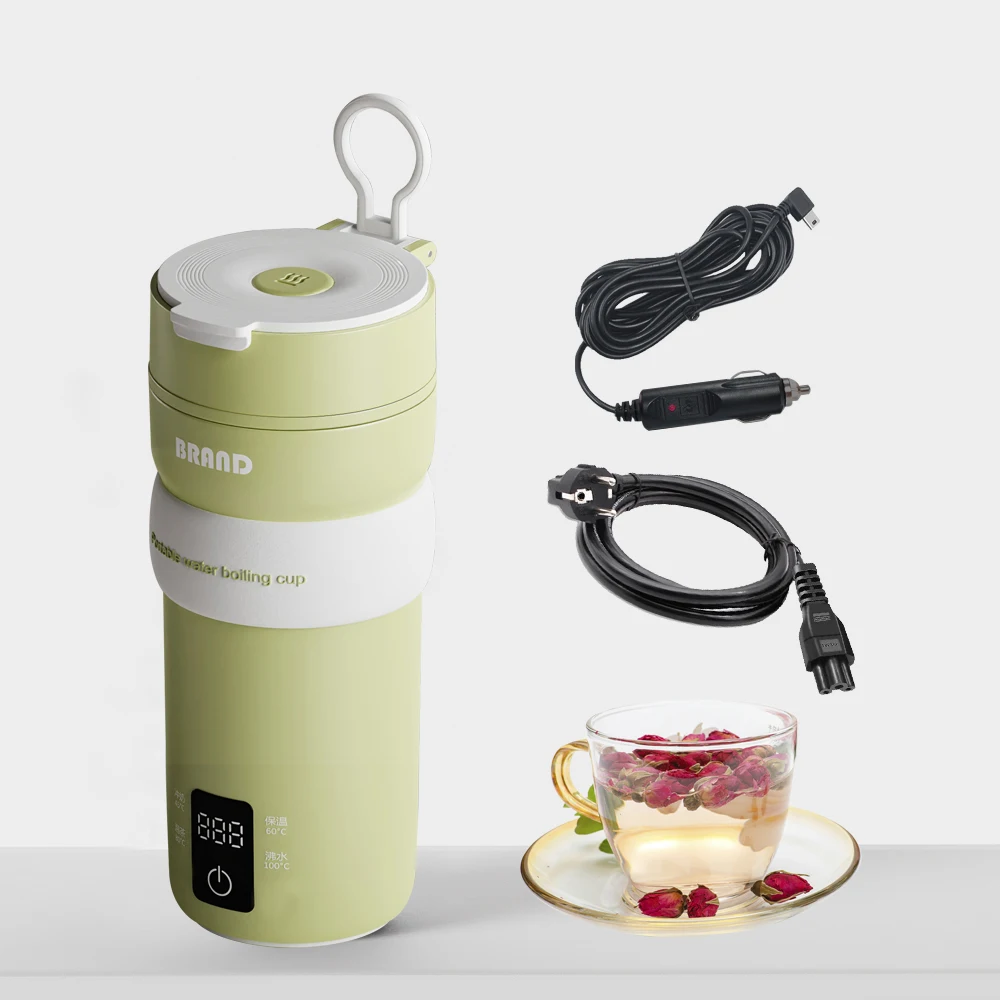 Portable 12V/24V Electric Kettle Cordless Travel Mug with Multiple