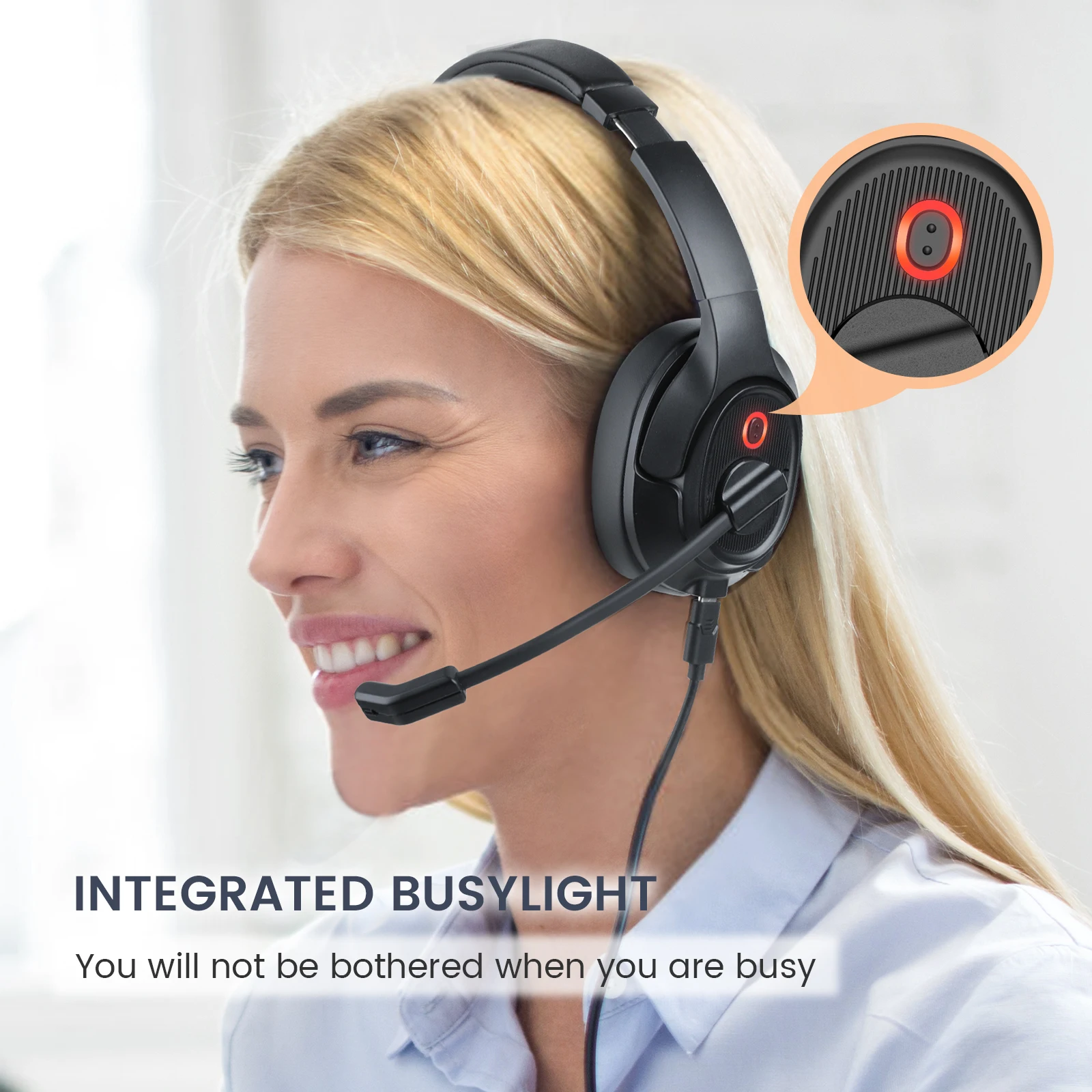 Eksa H2 Wired Office Headphones Overear Headphones Usb Cable With Enc