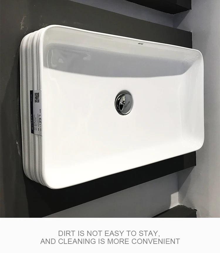 White color and rectangle pattern design art wash basin sink  bathroom High-temperature 1280 firing ceramics Above counter basin