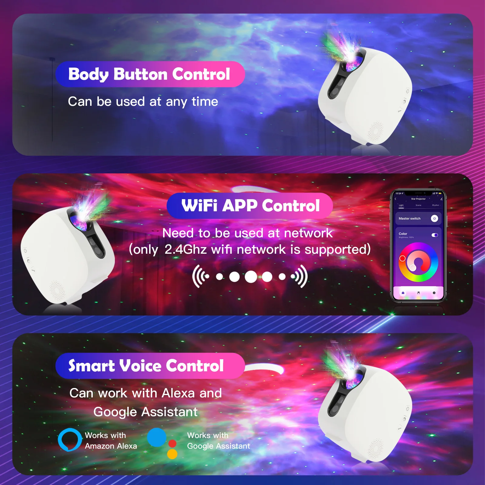 Starry Projector Light - Smart, App-Controlled Night Lamp