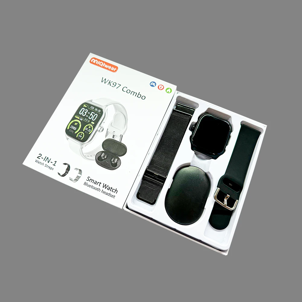 Latest Design WK97 Combo Smart Watch Build a Funny Game Wristband Full Touch Screen TWS Headset WK97 Watch for Men and Women