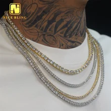 Wholesale Hip Hop Jewelry Fashion Iced Out 18K Gold Silver Plated Brass Zircon Diamond Tennis Chain CZ Necklace For Men Women