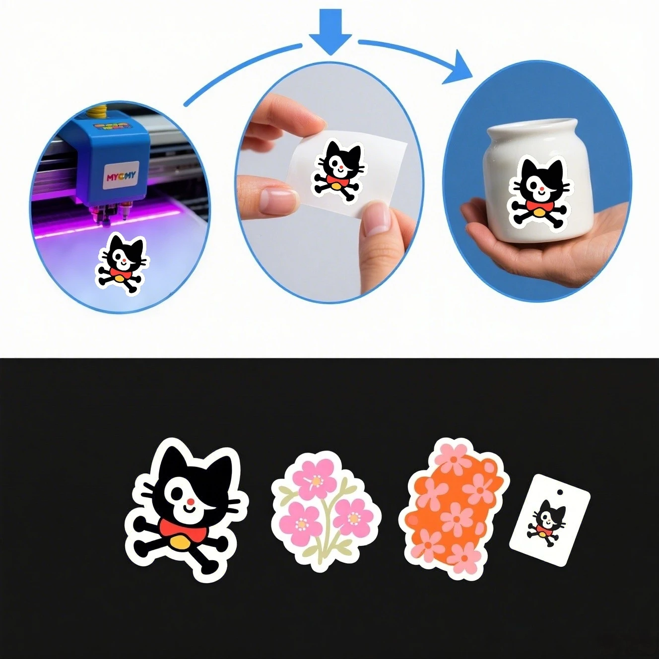 Lansong High Speed UV DTF Printer Xp600 I3200u1 3/4 Heads Multifunctional Laminator Roll to Roll 60Cm Printing  for logo Sticker details