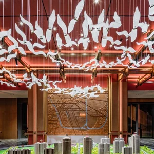 Custom Non-Standard Hotel Lobby Restaurant Banquet Hall KTV Private Room Chandelier Fixtures Middle Glass LED 5-Year Warranty