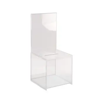 Donation Lock Acrylic Ballot Box Clear Suggestion Box With 4x6 Ad