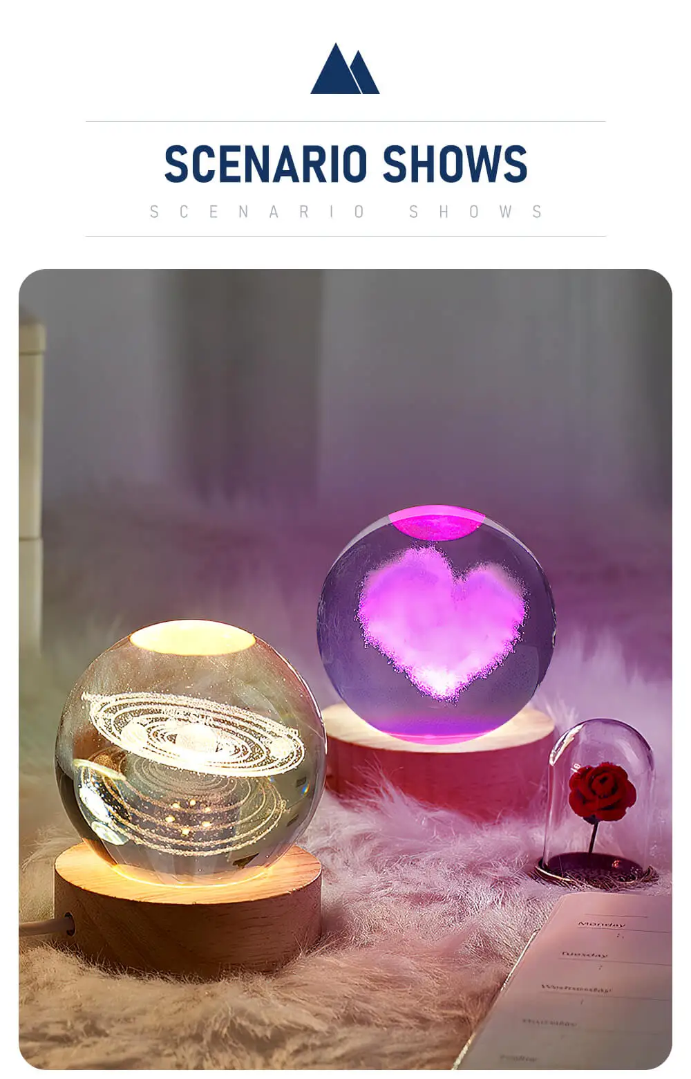 3d Art Crystal Ball Night Lamp Luminous Crystal Ball Decoration Solar