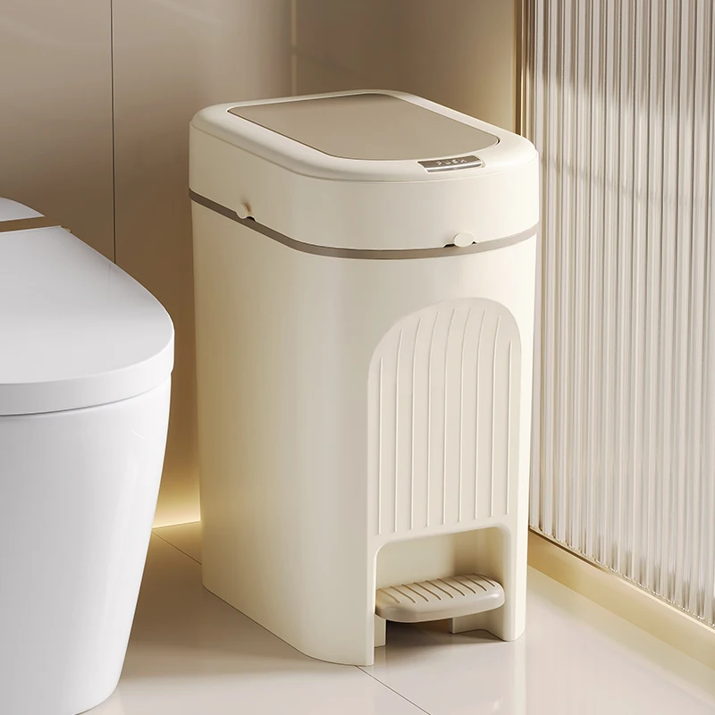 Κάδος απορριμμάτων WANUO χωρητικότητας 15L με πλήκτρο πίεσης, για μπάνιο/κουζίνα, με καπάκι πίεσης, από πλαστικό