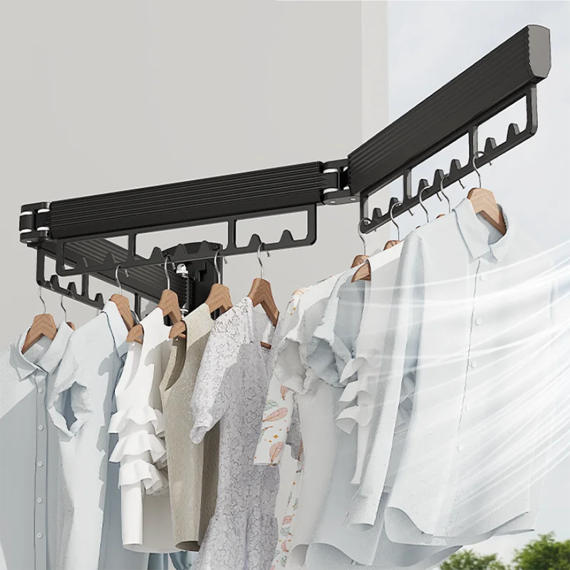 OWNSWING Folding Clothes Hanger Indoor Retractable Cloth Drying