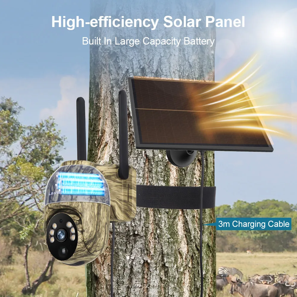 LS VISION 2024 New 4G Ubox Exclusive Look Hunting Solar Cameras Outdoor Battery CCTV with Movement Tracking Alarm