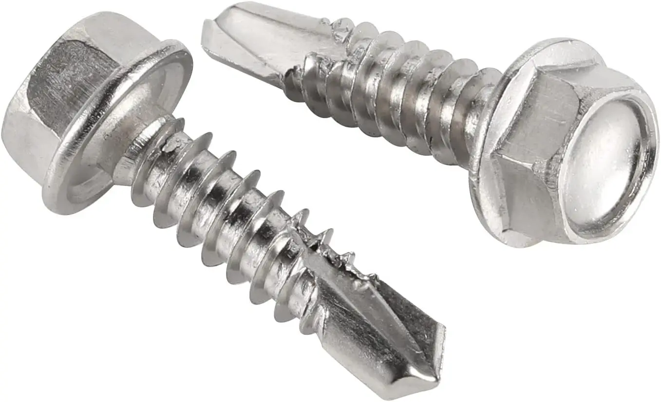 #10 X 1-3/4 Hex Head Self Tapping Sheet Metal Screws - Stainless Steel 18-8 - Qty 50