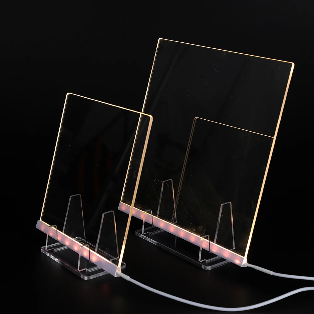 LED Acrylic Message Board Luminous Note Board Acrylic Erasable Memo Portable Writing Board for Office School Home