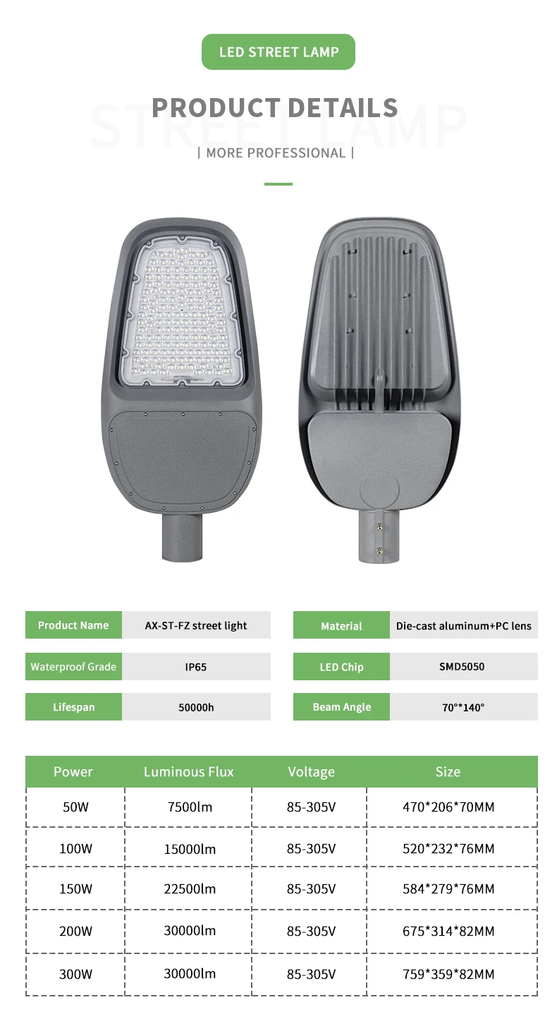 Die-casting Aluminum LED Street Light High Brightness AC 85V -265V Road Lawn Highway Expressway