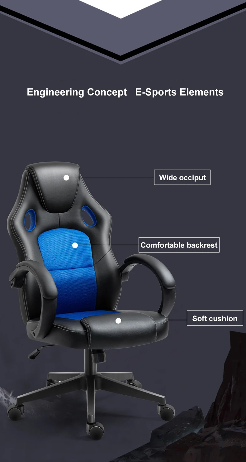 Blue Whale Massage Gaming Chair Desk Office Chair Ergonomic High Back Racing Computer Chair With Headrest And Lumbar Support Backrest, Seat Height Adjustable Swivel Chair