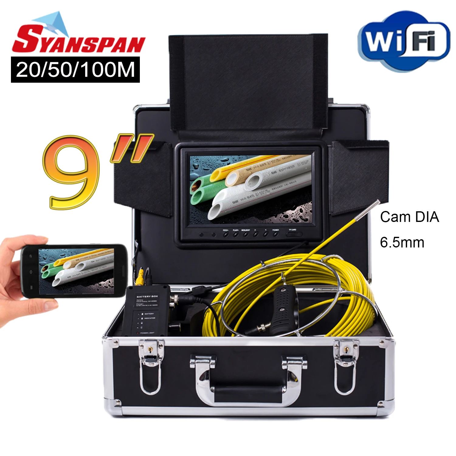 Factory Direct Supply CCTV Pipe Inspection Camera with DVR Function&6.5mm Camera Head
