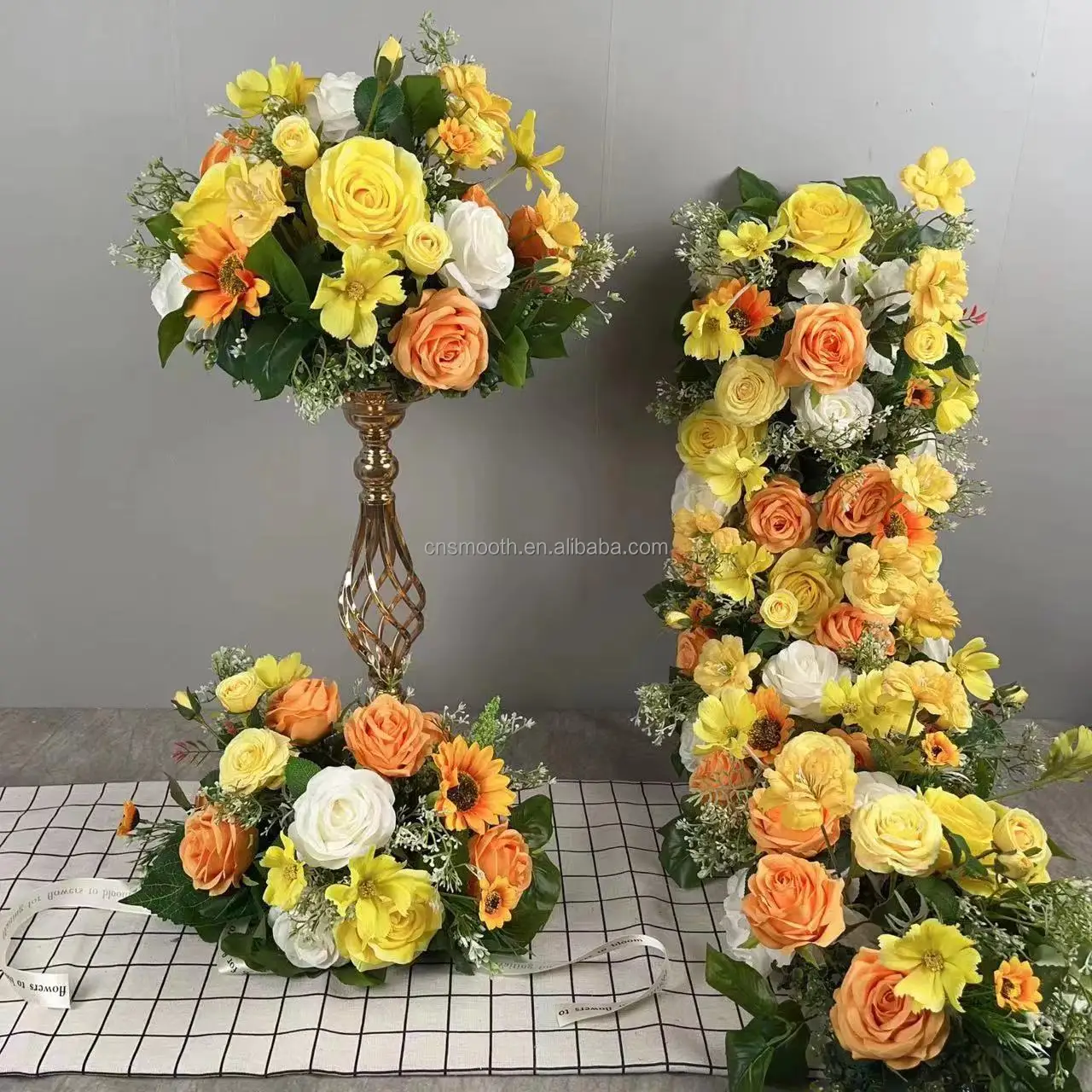 4 Bouquets Forsythia Artificiel Jaune Luabue - 55cm - Décoration Table Mariage Bureau - Faux Fleurs Soie