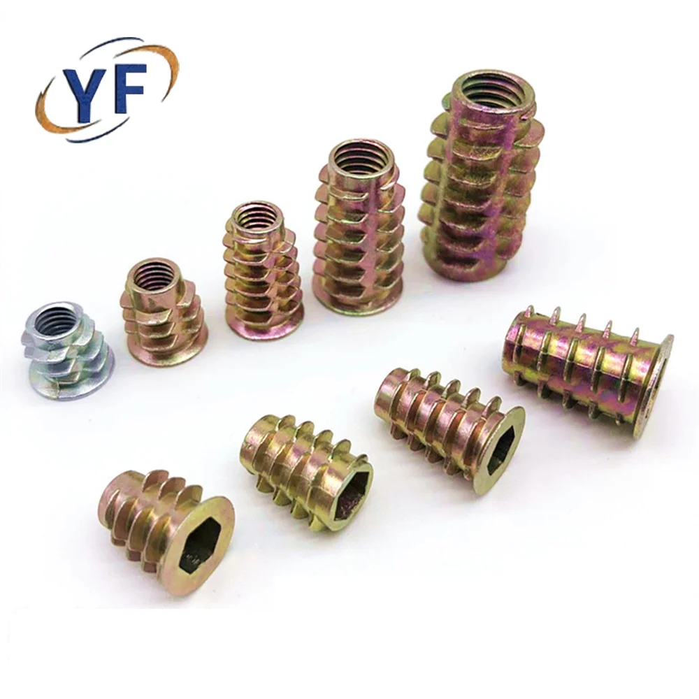 20pcs Carbon Steel Insert Nuts – M8x20mm Hex Socket Screw-In Nuts For Wood Furniture (M6/M8/M10 Options)