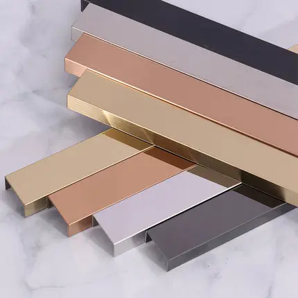 Modern Stainless Steel Metal Profile Gold Metal Trim Decorative Tile Strips with Mirror Frame Tile Edge for Floor Use