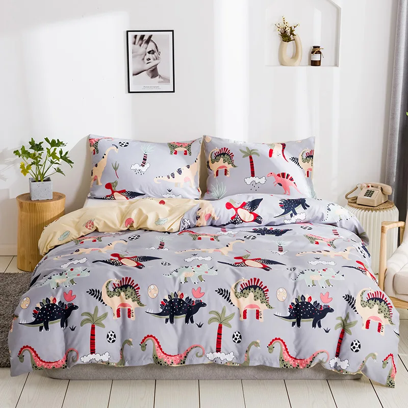 AOYATEX Hot selling Polyester Children Cartoon Style Bedding Set Small Dinosaur Bed Sheets Custom Printed Bedding factory