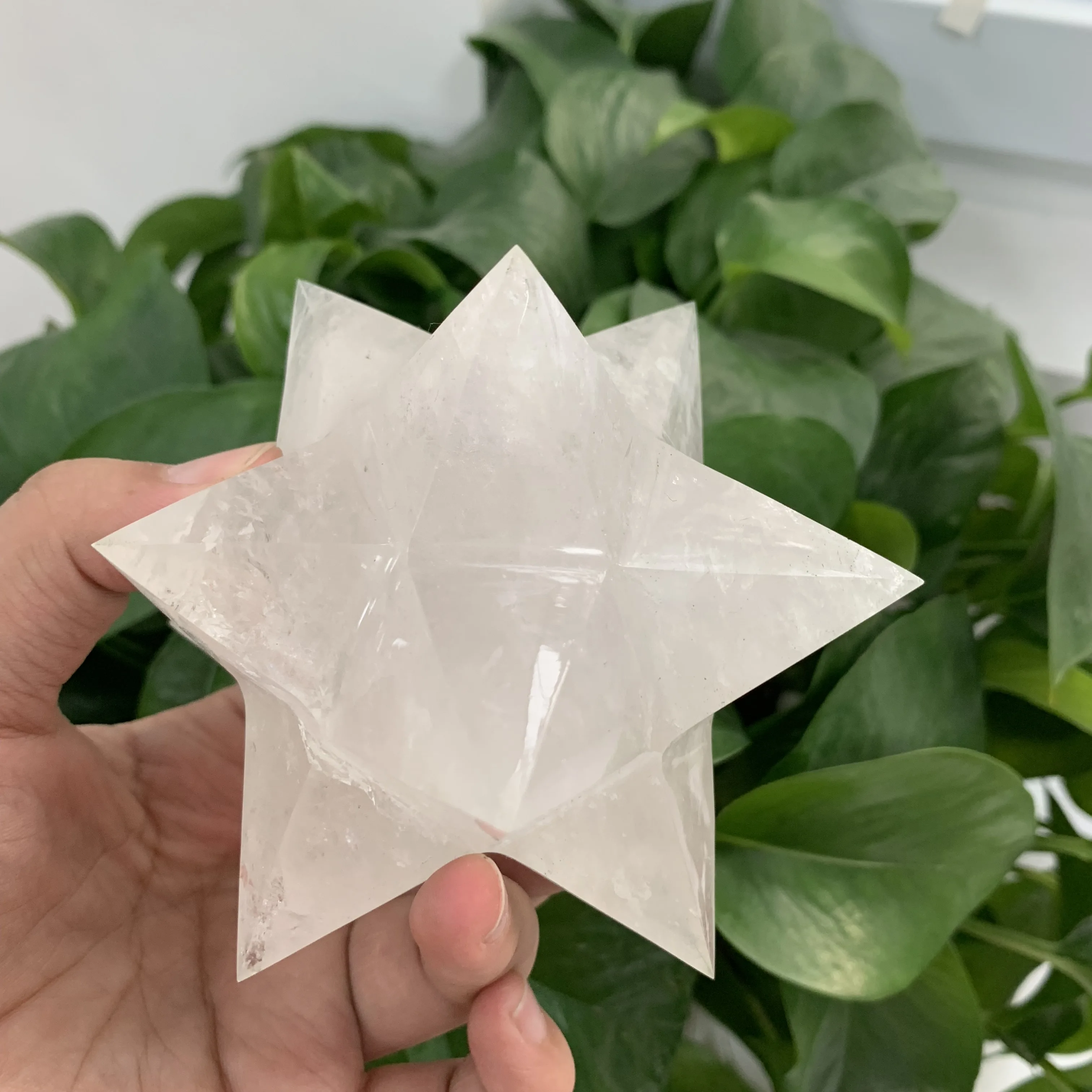 Natural Clear Quartz Crystal 12 Points Merkaba Star for Healing Decoration