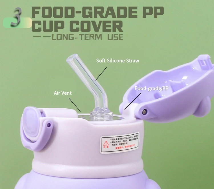 Большая емкость, милая детская бутылка для воды, термос с соломинкой, детская чашка из нержавеющей стали