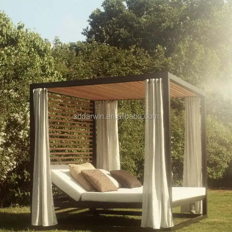 Aluminium Metal Gazebo Sun Loungers and Cana Cabana Daybed with Cushion for Beach and Hotel Use for Pool and Garden Furniture