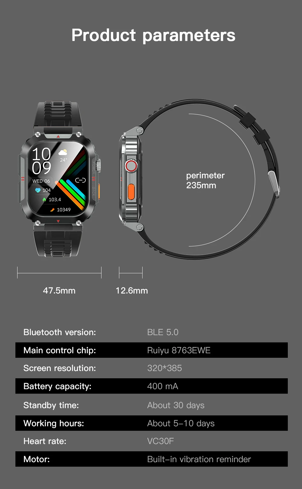 New 2.02 Inch Arrival Outdoor Sports Watches Sc58 Multifunction Bt
