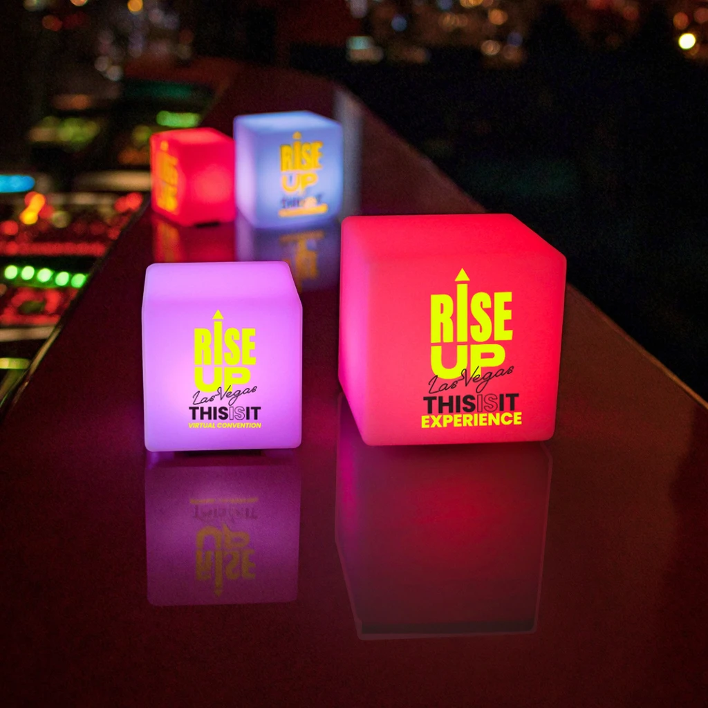 Custom LED Light Cube Rechargeable Glowing Cube Lamp with Logo Print for Bar & Event Decoration