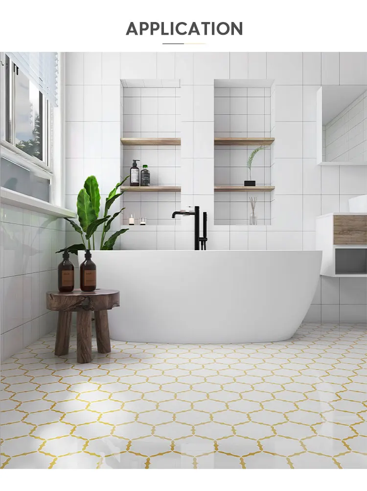 Wholesale Marble Waterjet Mosaic Tile for Bathroom Floors with Brass ...