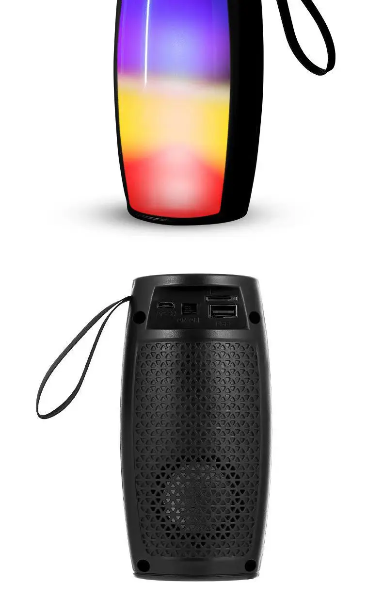 LED Light Portable Bluetooth Speaker Wireless Bass Column Waterproof Outdoor USB Speakers Support AUX TF Subwoofer