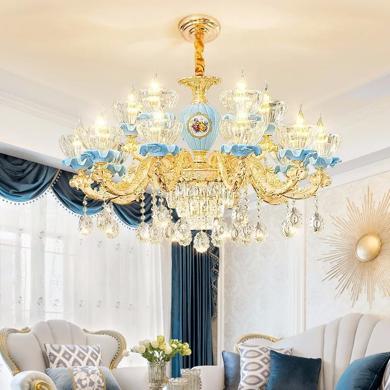 Европейский Винтажный подвесной светильник для отеля светодиодная художественная Классическая обеденная Современная хрустальная люстра с цветами детали