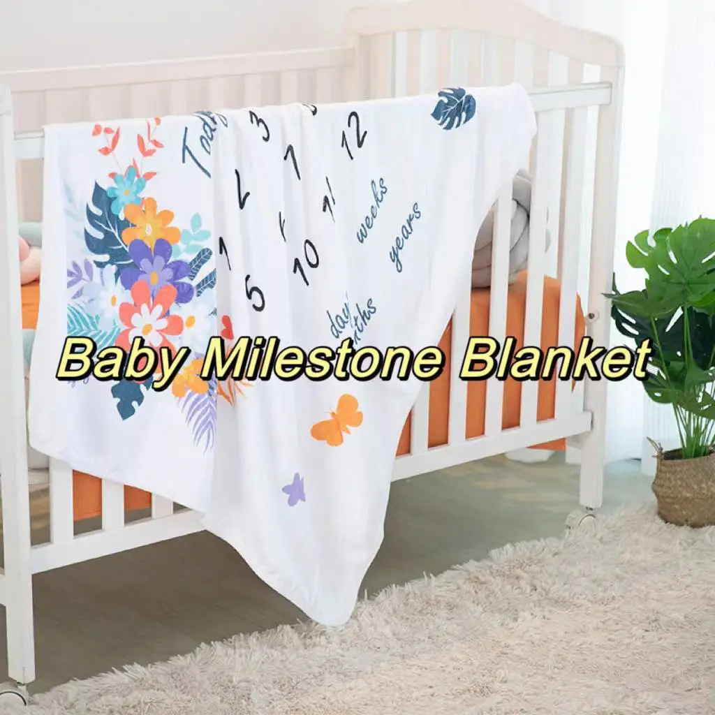 Lovely Baby Milestone Blanket for Girl Boy- Monthly and Year Age Blankets with Number Chart Newborn Photoshoot Photo Props factory