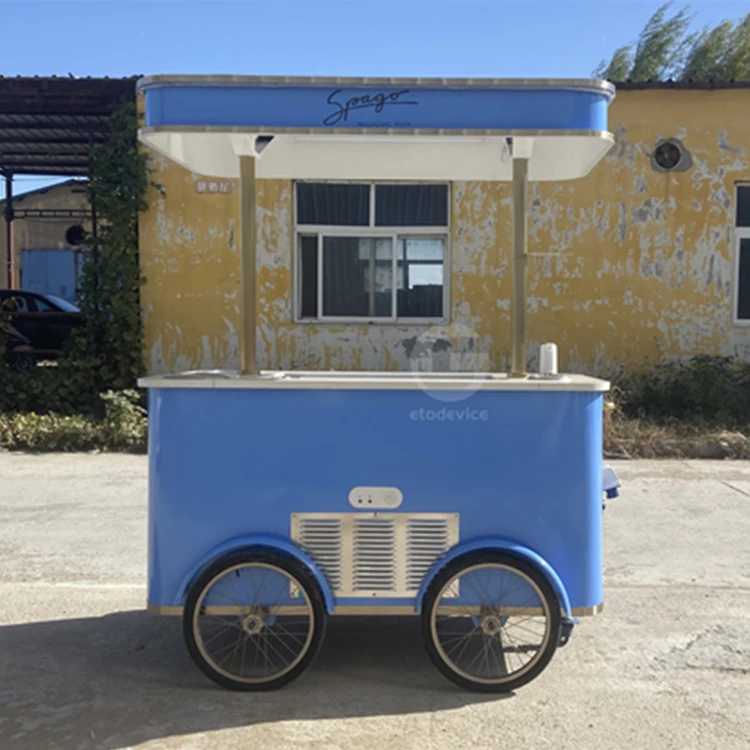 Ice Cream Kiosk Mobile Popsicle Stand Hand Push Food Cart - China Ice Cream  Cart, Italian Ice Cream Cart