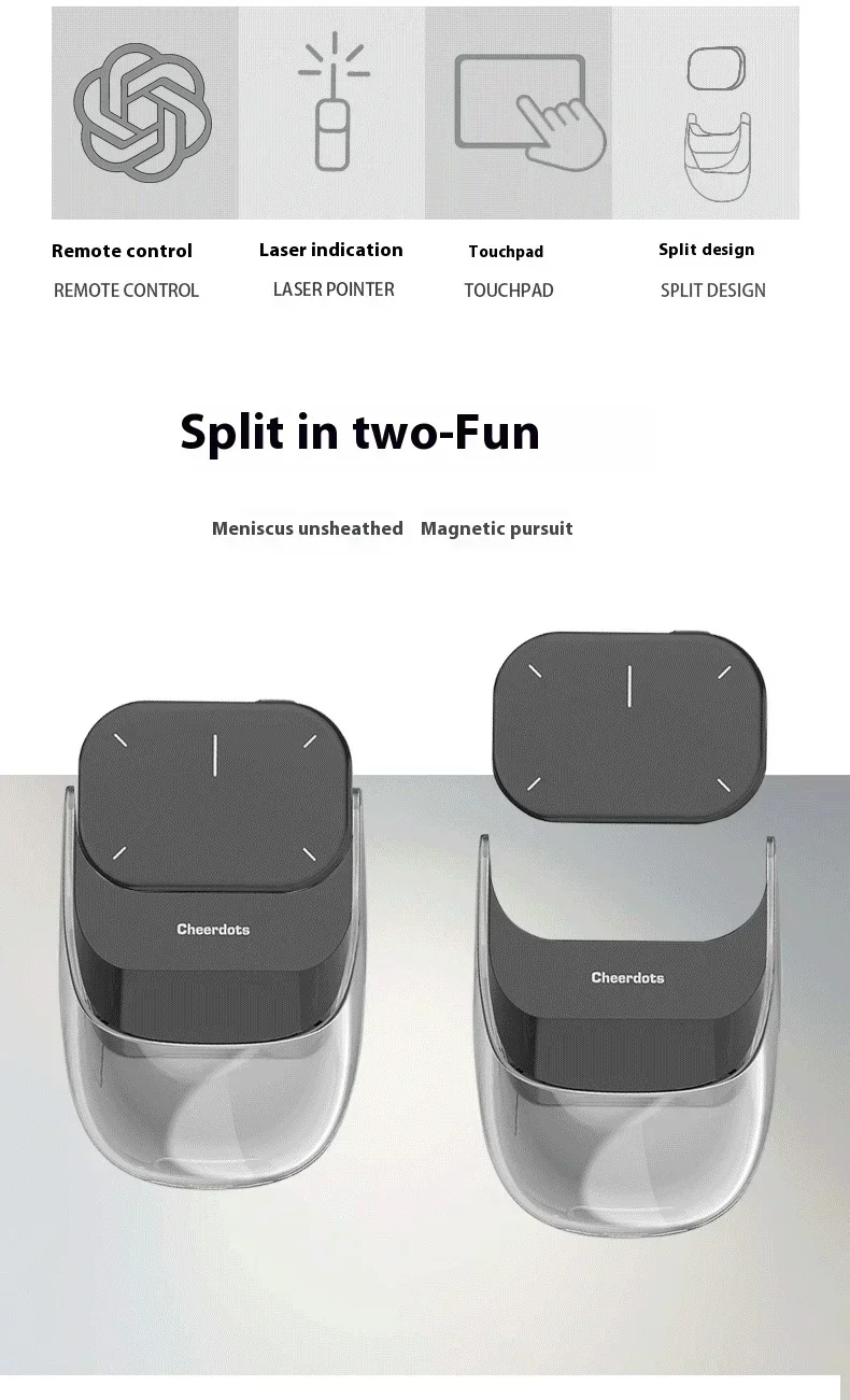 Cheerdots 2 Detachable Air Mouse Wireless Touchpad All-in-one Pocket AI Recording ChatGPT Enabled Mouse Customized Gaming Mouse